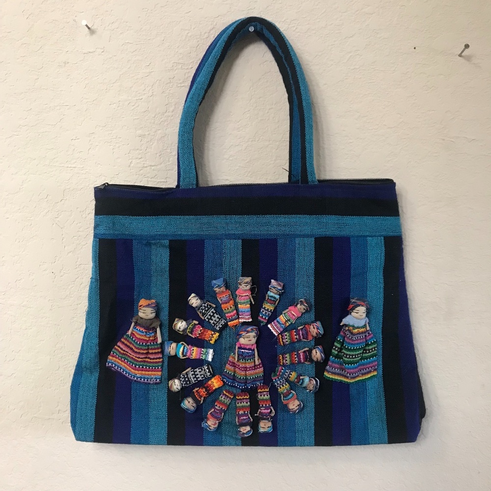 Blue and Aqua Mexican Doll Purse. NWOT, Handmade